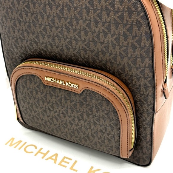 Michael Kors Jaycee Medium Backpack & Continental Wallet Wristlet Brown/Gold main image 5